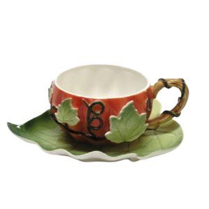 Coastline Gracie Harvest Pumpkin Cup and Saucer Set